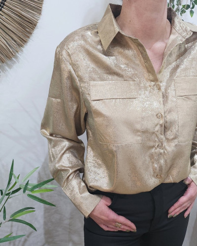 Chemisier femme lamé doré