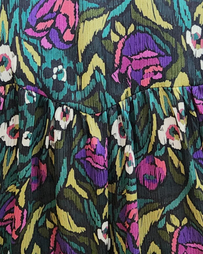Chemisier femme vert et mauve fleuri Fiona