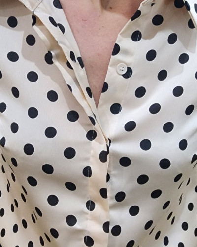 Chemisier femme rose poudré pois noirs Elinor