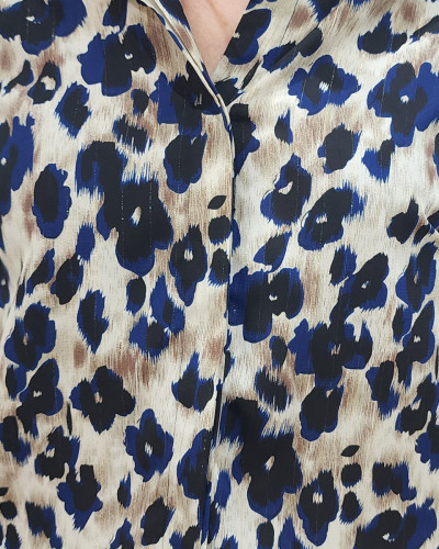 Chemisier femme motif léopard  bleu Capri