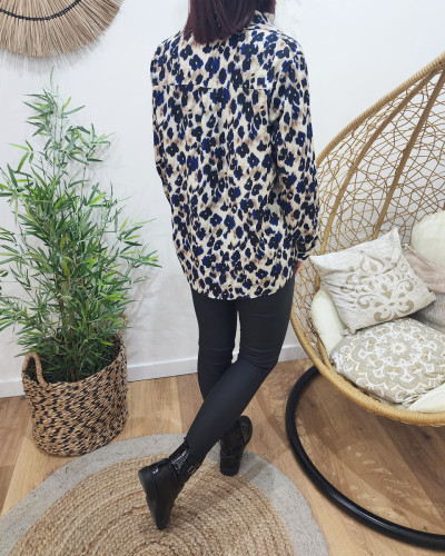 Chemisier store leopard bleu