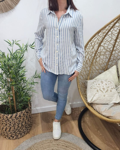 Chemisier femme bleu a rayures Kali 25115