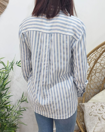 Chemisier femme  bleu à rayures Kali