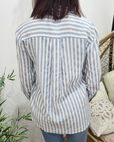 Chemisier femme  bleu à rayures Kali