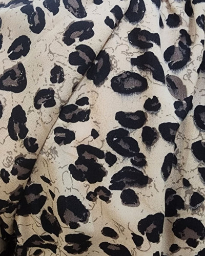 Chemisier femme taupe et noir léopard paillettes dorées