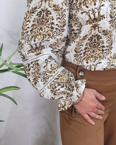 Chemisier femme camel écru beige Rosalia