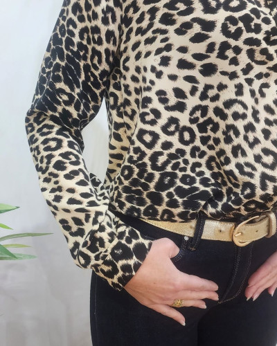 Chemisier femme léopard beige et noir Tyana
