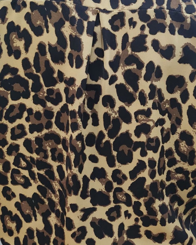 Chemisier femme camel imprimé léopard marron et noir