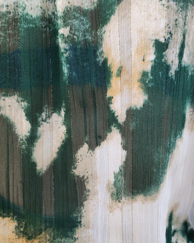 Chemisier femme vert et écru liseré doré Léonce