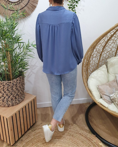 Chemisier femme bleu indigo Andréa