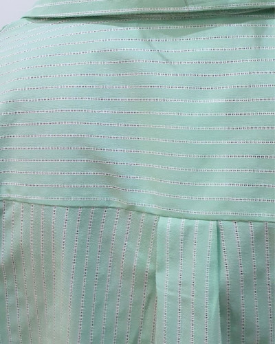Chemisier femme vert d'eau à rayures blanches