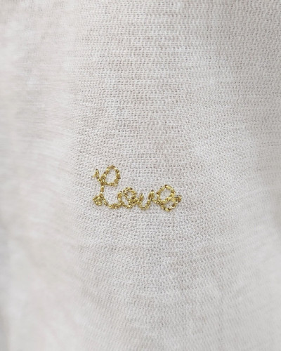 Chemisier femme blanc broderies dorées Love Soleil