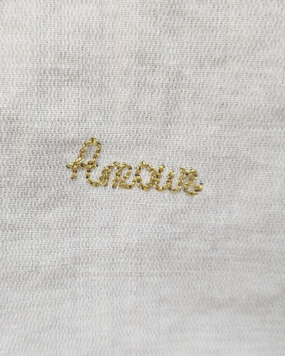 Chemisier femme blanc broderies dorées Love Soleil