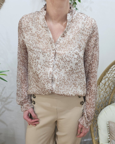 Chemisier femme taupe à motifs Amalys