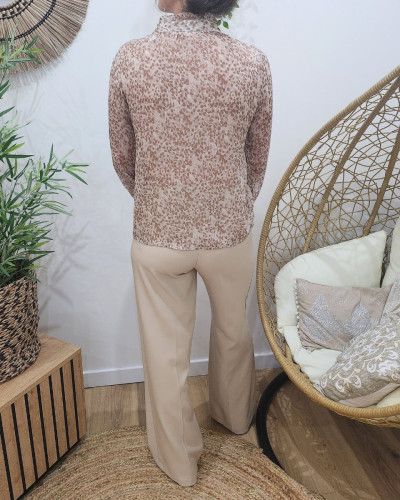 Chemisier femme taupe à motifs Amalys