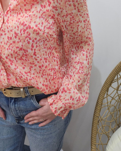 Chemisier femme corail à motifs Amalys