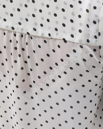 Chemisier femme écru à pois noirs