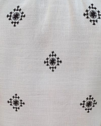 Chemisier femme coton écru motifs noirs Adara