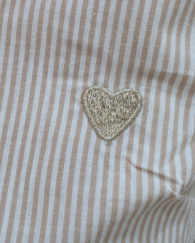 Chemisier femme rayé beige et blanc coeur doré Serra