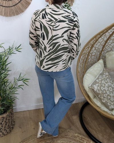 Chemisier femme écru et kaki Aenor