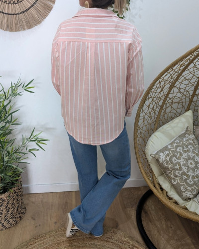 Chemisier femme rayé rose et blanc Jessamie