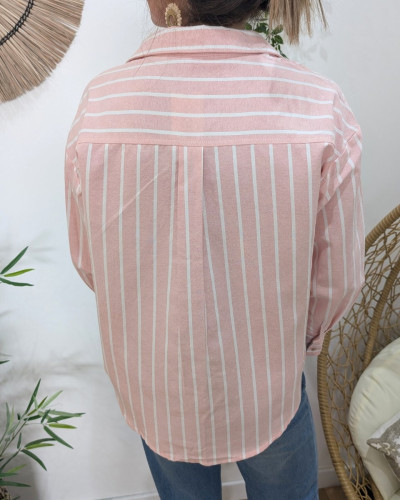 Chemisier femme rayé rose et blanc Jessamie