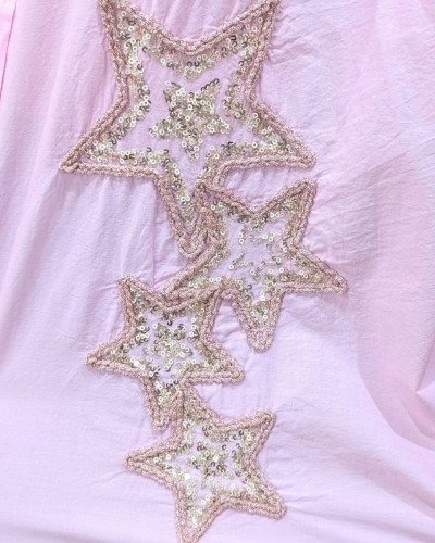 Chemisier femme oversize étoiles broderies strass