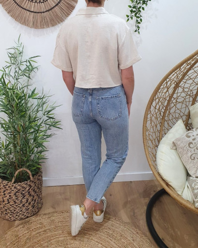 Chemisier femme beige à nouer Caelia