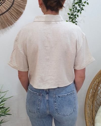 Chemisier femme beige à nouer Caelia