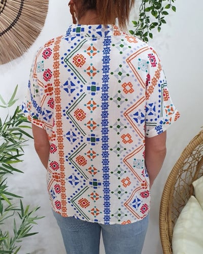 Chemisier femme multicolore manches courtes