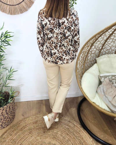 Chemisier femme beige et marron Adélinde