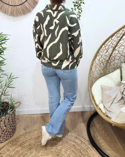 Chemisier femme kaki et beige Axellea