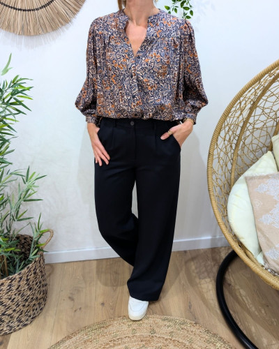 Chemisier femme marine et beige Isaline