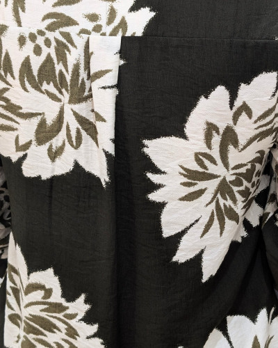 Chemisier femme kaki fleurs écrues Ophéa