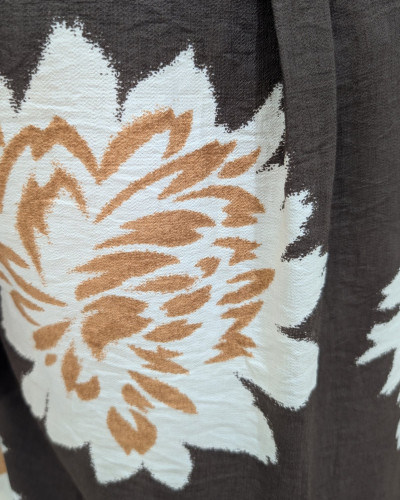 Chemisier femme marron fleurs écrues et camels Ophéa