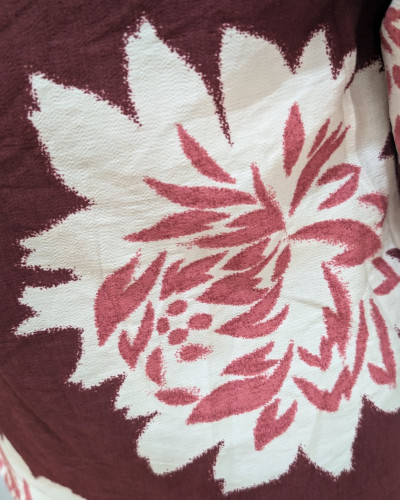 Chemisier femme bordeaux fleurs écrues Ophéa