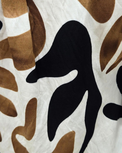 Chemisier femme beige motifs camels et noirs Josephina