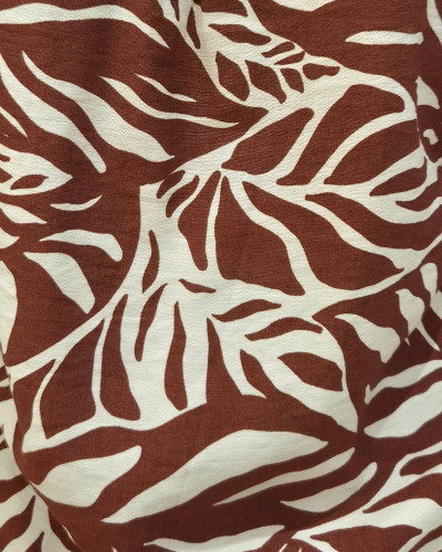 Chemisier femme terracotta et beige feuillages Norina