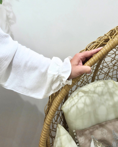 Chemisier femme écru col mao Edena