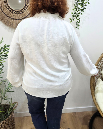 Chemisier femme écru col mao Edena