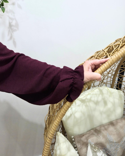 Chemisier femme bordeaux col mao Edena