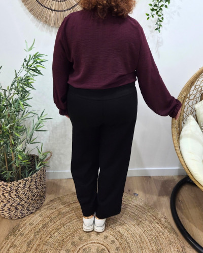 Chemisier femme bordeaux col mao Edena