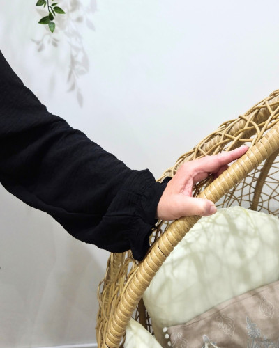 Chemisier femme noir col mao Edena