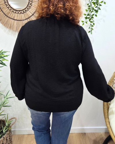 Chemisier femme noir col mao Edena