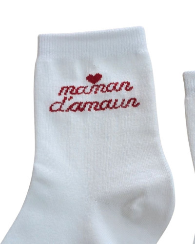 Chaussettes femme Maman d'amour rouge