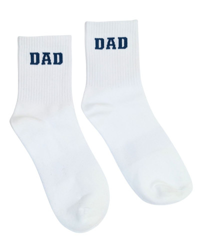 Chaussettes hommes ecru écriture DAD bleu marine