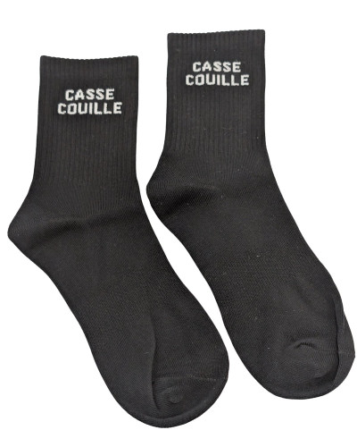 Chaussettes hommes noires casse couilles blanc