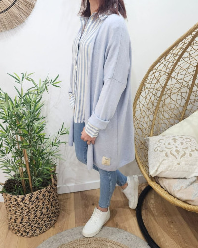Gilet long femme uni