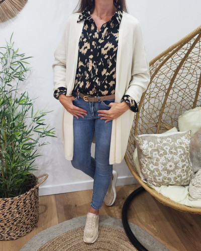 Gilet long femme uni
