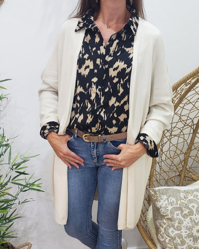 Gilet long femme uni